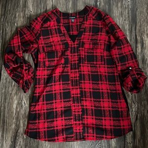 LE CHATEAU Black & Red Plaid Blouse